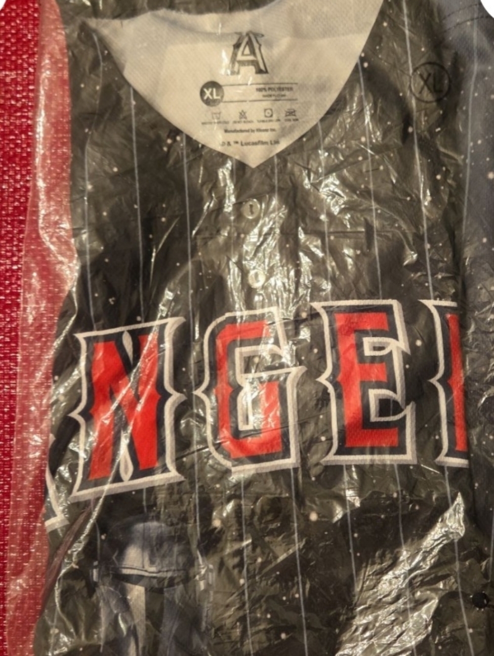 Star Wars Black ANGELS Baseball Jersey Mandalorian Grogu MLB LAA XL